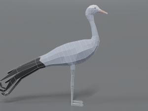 low poly cartoon blue crane 3D Model