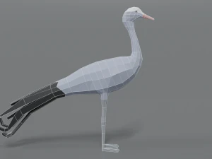 low poly cartoon blue crane 3D Model