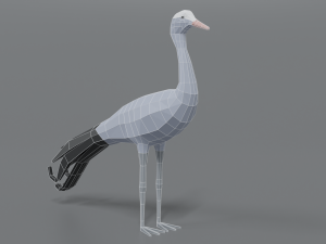 low poly cartoon blue crane 3D Model
