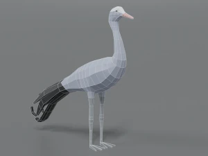low poly cartoon blue crane 3D Model