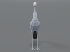 low poly cartoon blue crane 3D Model