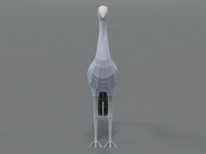 low poly cartoon blue crane 3D Model
