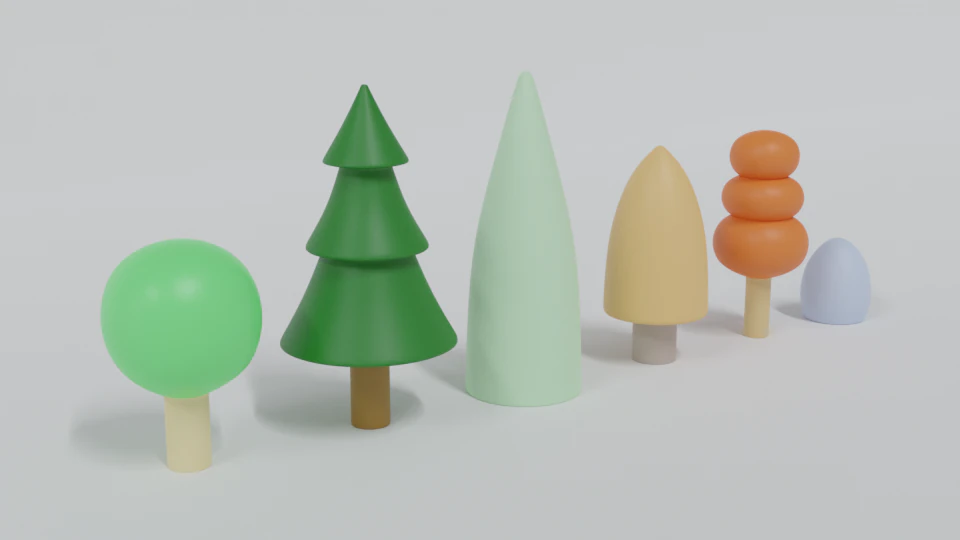 low poly cartoon tree toys 3D Model .c4d .max .obj .3ds .fbx .stl .blend