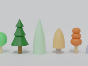 low poly cartoon tree toys 3D Model