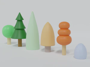 low poly cartoon tree toys 3D Model