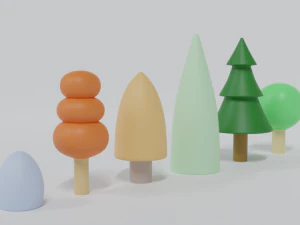 low poly cartoon tree toys 3D Model