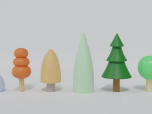 low poly cartoon tree toys 3D Model