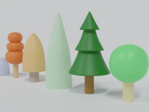 low poly cartoon tree toys 3D Model