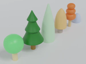 low poly cartoon tree toys 3D Model
