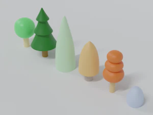 low poly cartoon tree toys 3D Model