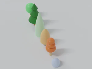 low poly cartoon tree toys 3D Model