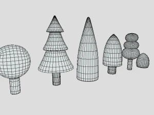 low poly cartoon tree toys 3D Model