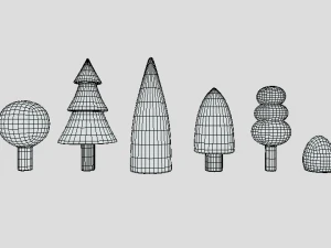 low poly cartoon tree toys 3D Model
