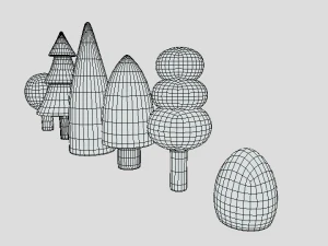 low poly cartoon tree toys 3D Model