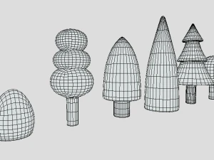 low poly cartoon tree toys 3D Model