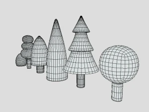 low poly cartoon tree toys 3D Model