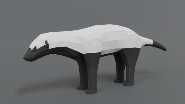 low poly cartoon honey badger Modelo 3D .c4d .max .obj .3ds .fbx .stl .blend 