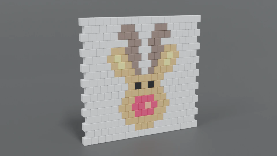 low poly cartoon rudolph brick wall 3D Model .c4d .max .obj .3ds .fbx .stl .blend