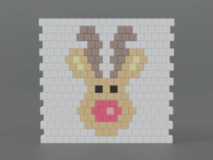 low poly cartoon rudolph brick wall 3D Model