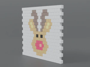 low poly cartoon rudolph brick wall 3D Model