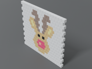 low poly cartoon rudolph brick wall 3D 模型