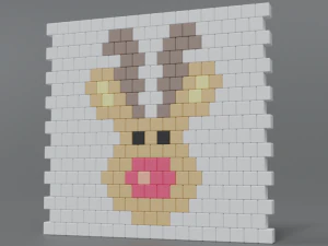 low poly cartoon rudolph brick wall 3D Model