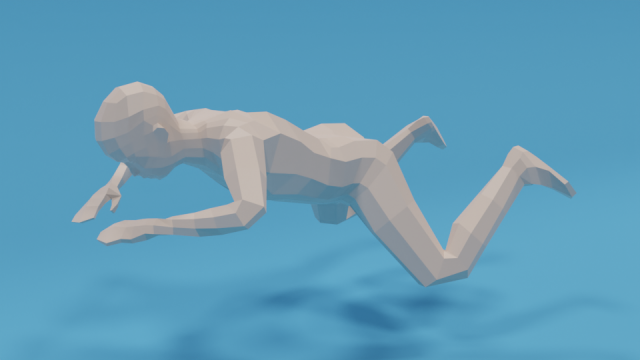 low poly swimming kid Model 3D .c4d .max .obj .3ds .fbx .stl .blend 