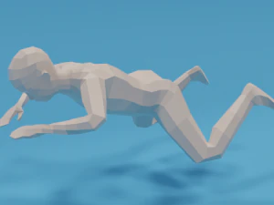 लो पॉली स्विमिंग बच्चा 3D मॉडल