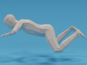 low poly swimming kid Model 3D