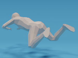 low poly swimming kid Model 3D