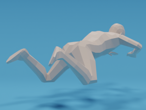 low poly swimming kid Model 3D