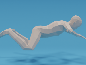 low poly swimming kid Model 3D