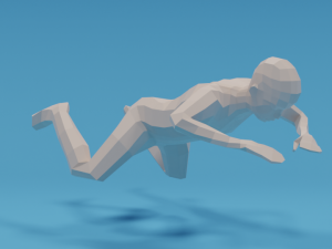 low poly swimming kid Model 3D