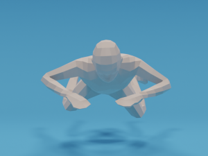 low poly swimming kid Model 3D