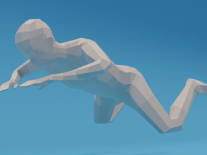 low poly swimming kid Model 3D