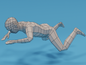 low poly swimming kid Model 3D