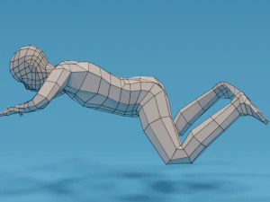 low poly swimming kid 3D Model