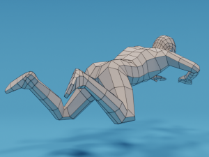 low poly swimming kid Model 3D