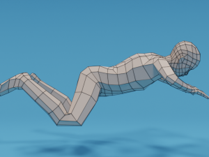 low poly swimming kid Model 3D