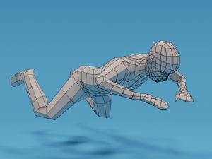 low poly swimming kid Model 3D