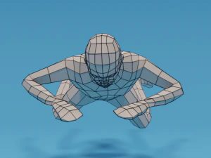 low poly swimming kid 3D Model
