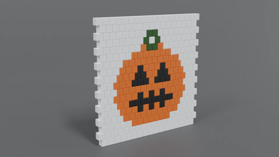 low poly cartoon pumpkin brick wall 3D Model .c4d .max .obj .3ds .fbx .stl .blend 