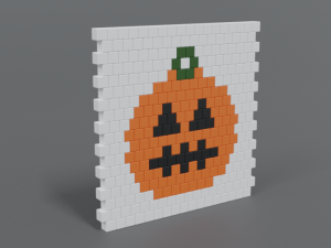low poly cartoon pumpkin brick wall 3Dモデル