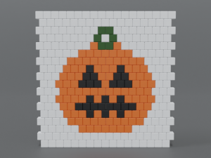 low poly cartoon pumpkin brick wall Modèle 3D