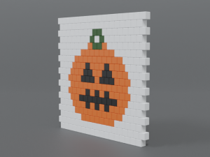 low poly cartoon pumpkin brick wall Modèle 3D
