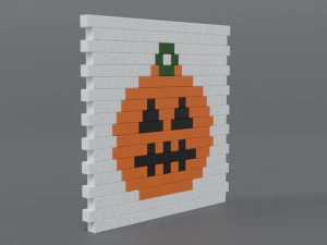 low poly cartoon pumpkin brick wall 3D Model