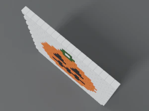 low poly cartoon pumpkin brick wall 3D Model