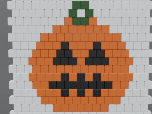 low poly cartoon pumpkin brick wall 3D Model