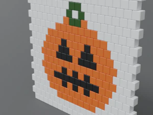 low poly cartoon pumpkin brick wall 3D Model
