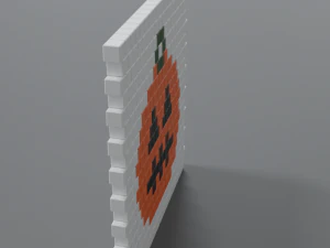 low poly cartoon pumpkin brick wall 3D Model